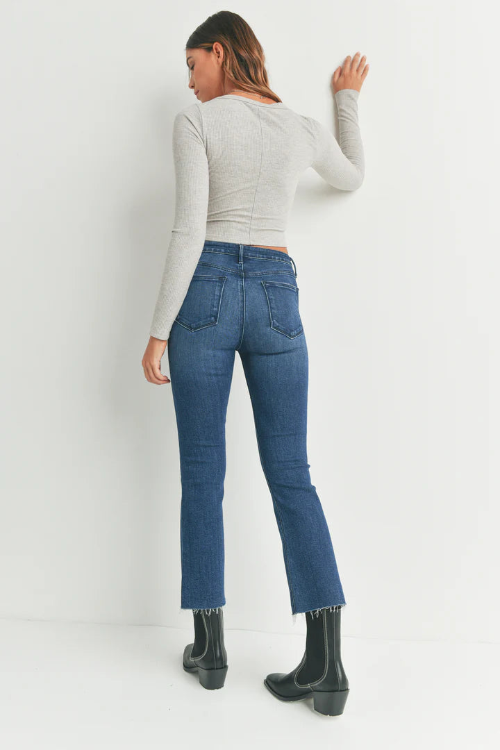 The Cropped Demi Flare Dark Jean