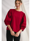 Burgundy Ladder Lace Trim Top