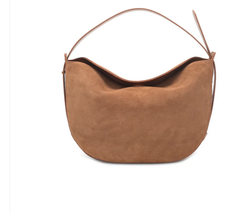 Sofia Hobo Suede Bag in Tan