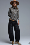 Long Sleeve Turtleneck Top in Brown Leopard Print