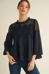 Mesh and Crochet Black Blouse