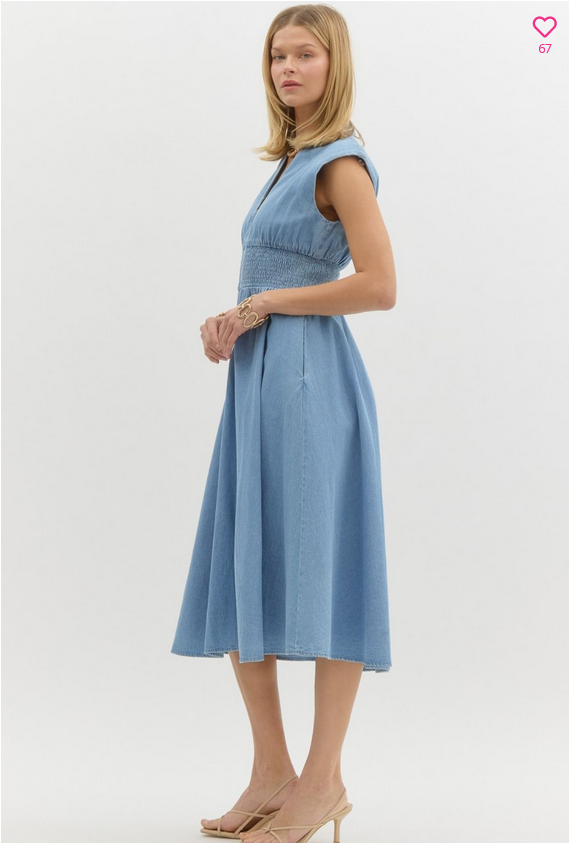 Denim Sleeveless Zip Up Dress