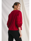 Burgundy Ladder Lace Trim Top