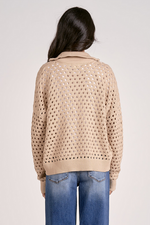 Oatmeal Open Knit 1/2 Zip Sweater