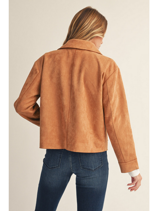 Camel Suede Jacket with Pockets