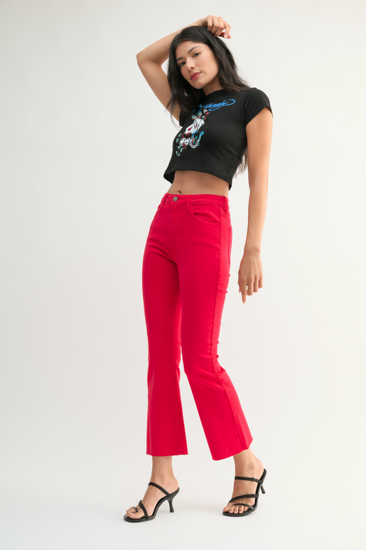 Vintage Red Crop Flare Jean