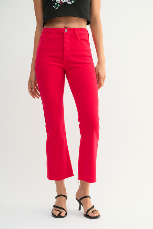 Vintage Red Crop Flare Jean