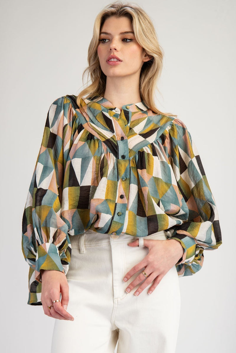 Geometric Print Long Sleeve