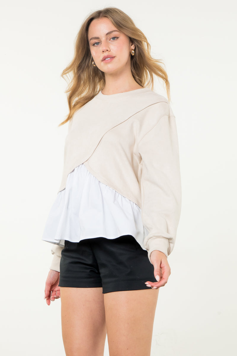 THML Suede Top in Cream