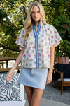 Flower Print Short Sleeve Blouse