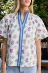 Flower Print Short Sleeve Blouse