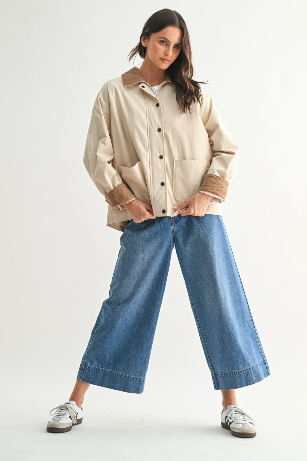 Barn Jacket With Corduroy Contrast