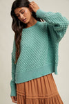 Pistachio Textured Raw Edge Sweater