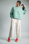 Pistachio Textured Raw Edge Sweater