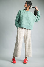 Pistachio Textured Raw Edge Sweater