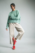 Pistachio Textured Raw Edge Sweater