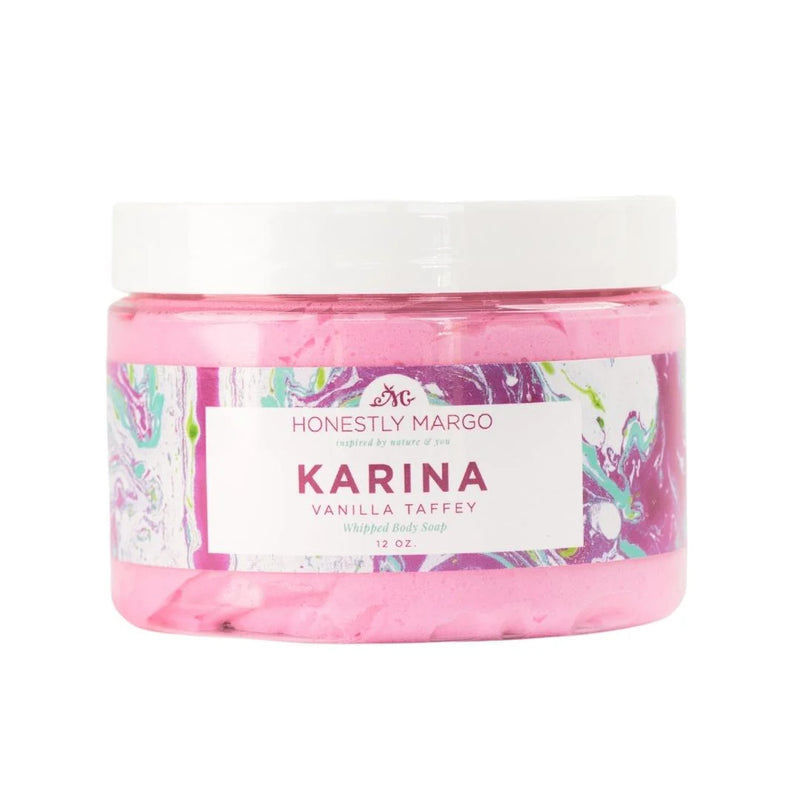 Vanilla Taffy Karina Whipped Body Soap with Spa Shrubbie Gift Set