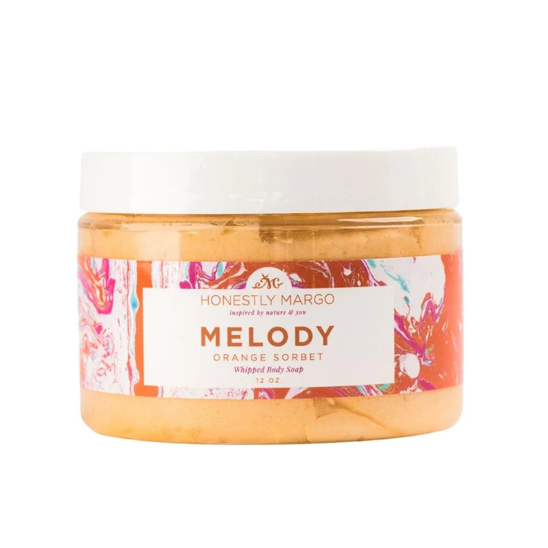 Orange Sorbet Melody Whipped Soap with Spa Shrubbie Gift Set