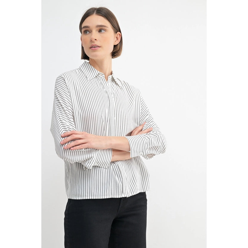 Ivory Black Striped Blouse