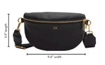 Leather Fanny Pack  Crossbody Bag in Black