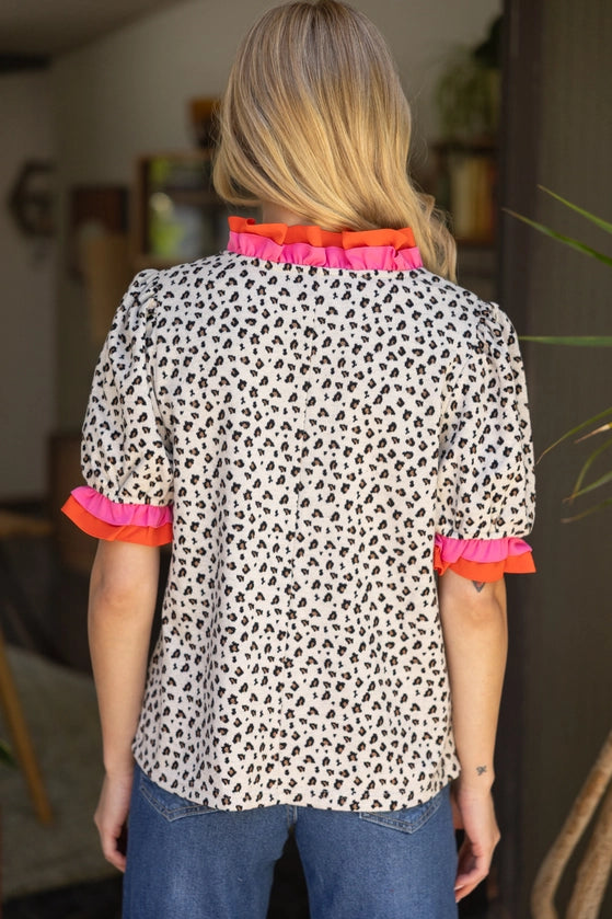 Animal Print Ruffle Top