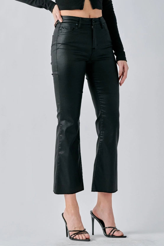 Black Coated Cropped Flare