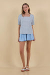 Soft Striped Square Neckline Top