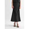 Black Solid Satin Maxi Skirt