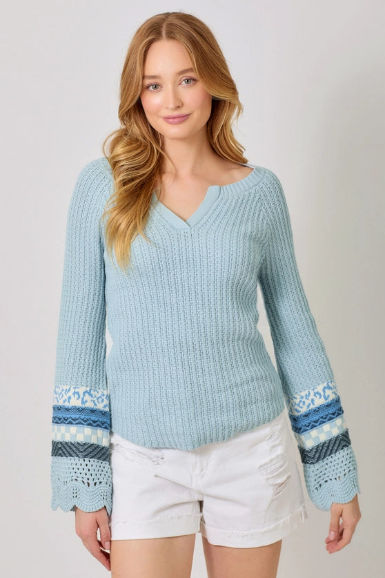 Powder Blue Henley Sweater