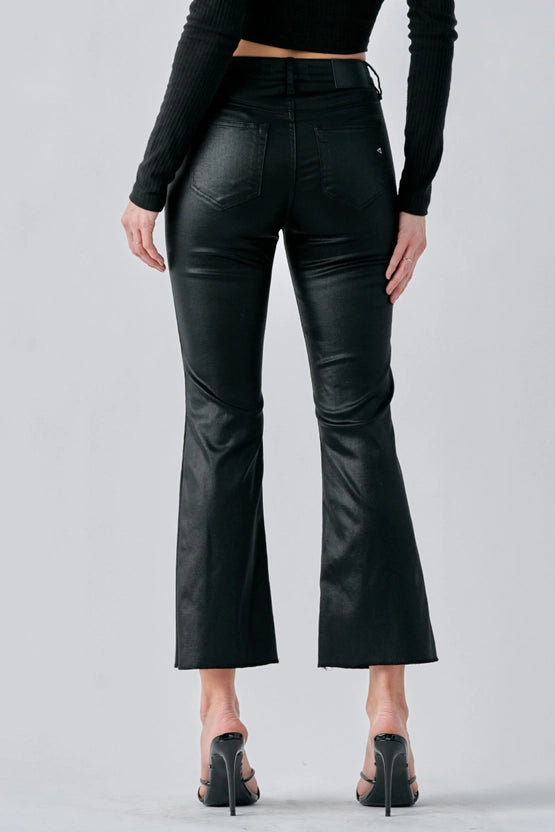 Black Coated Cropped Flare