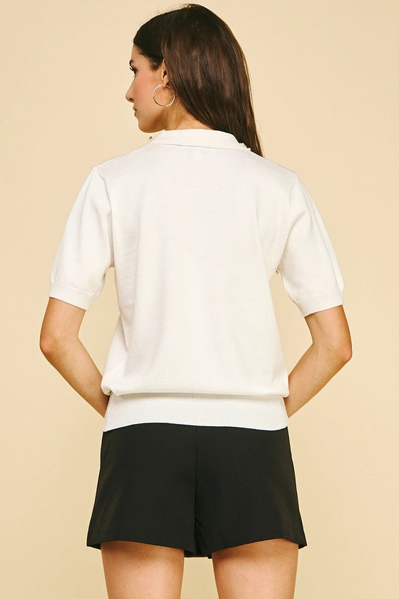 Embellished Collar Detail Sweater