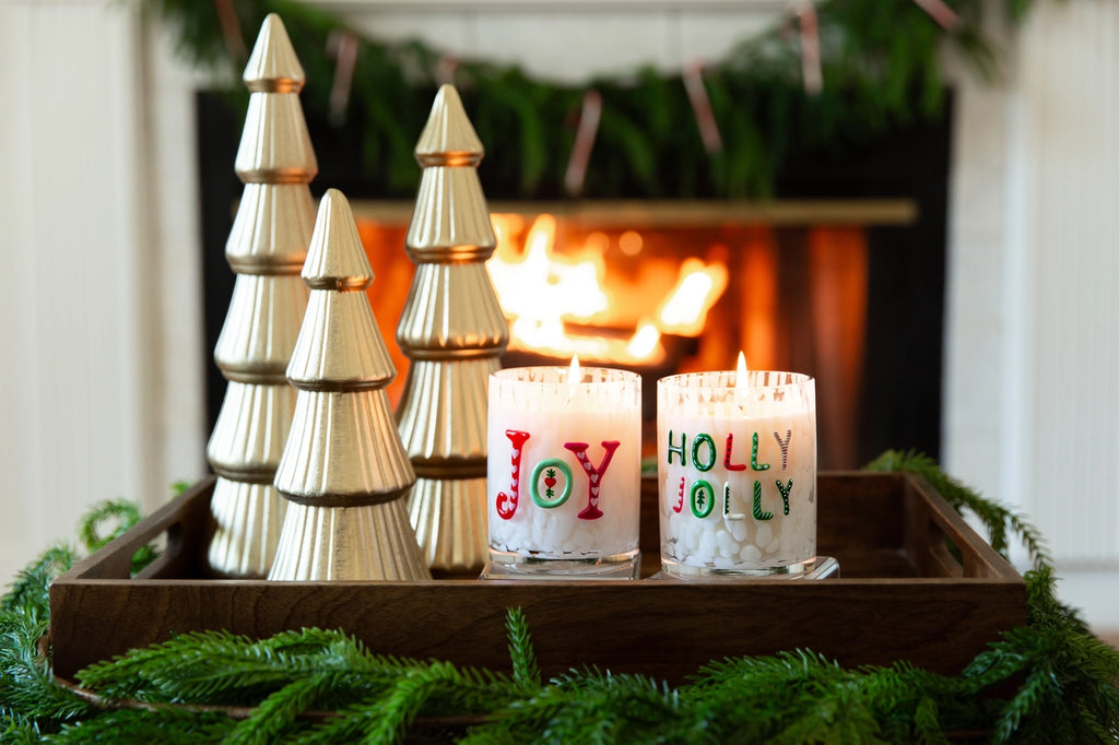 Joy Holiday Confetti Hand Painted Icon 12oz Candle