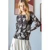 Black Washed Printed Knit Top