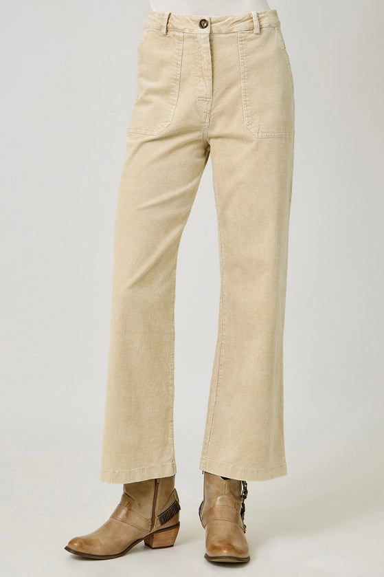 Washed Corduroy Trousers in Almond