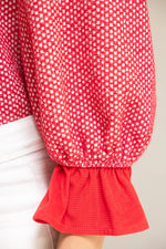 Red RuffleTextured Knit Top