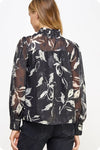 Contrast Scallop Trim Printed Yoryu Blouse