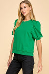 Kelly Green Puff Sleeve Sweatshirt