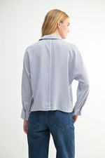 Blue and Navy Sriped Blouse