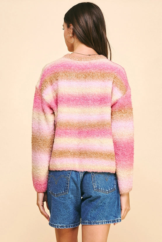 Espresso and Pink Stripe Sweater