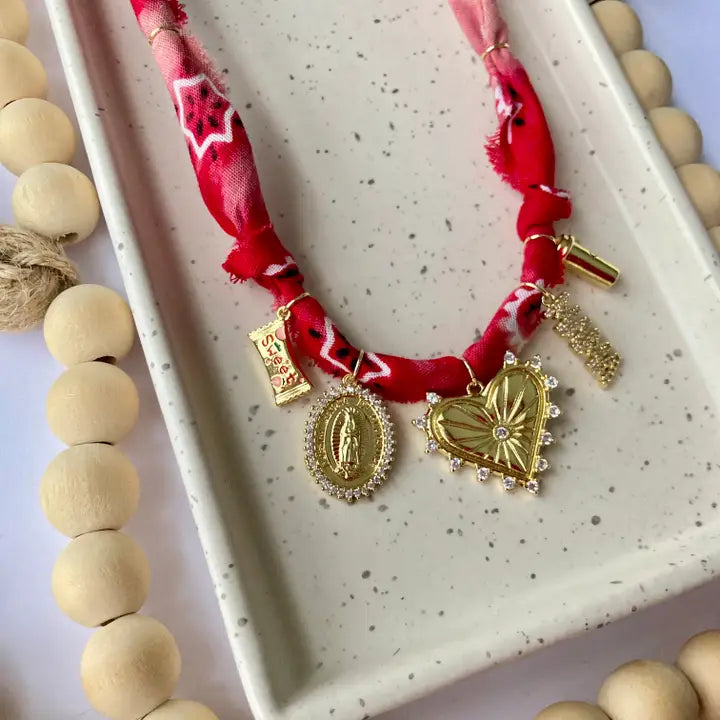 Red Bandana Charm Necklace