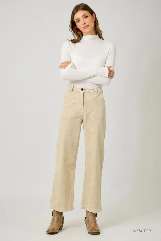 Washed Corduroy Trousers in Almond