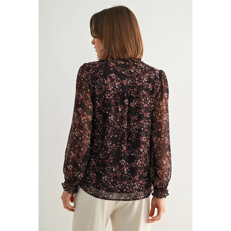 Burgundy Ditsy Flower Blouse