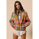 Bleached Vintage Plaid Quilted Jacket