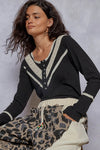 Long Sleeve Double Gauze Solid Knit Rib Top