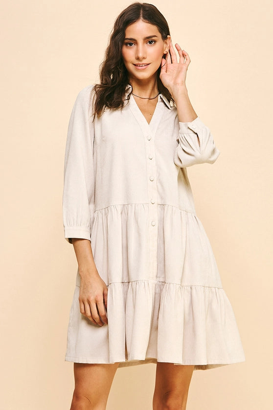 Button Down Cream Dress