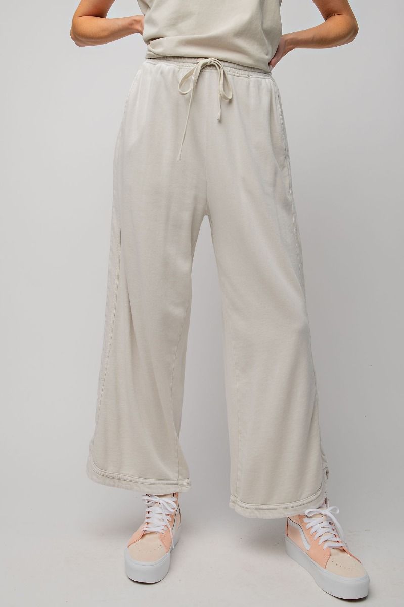 Mineral Washed Terry Knit Pants Ecru
