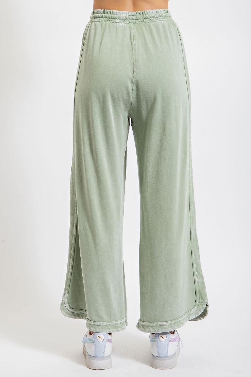 Mineral Washed Terry Knit Pants Sage