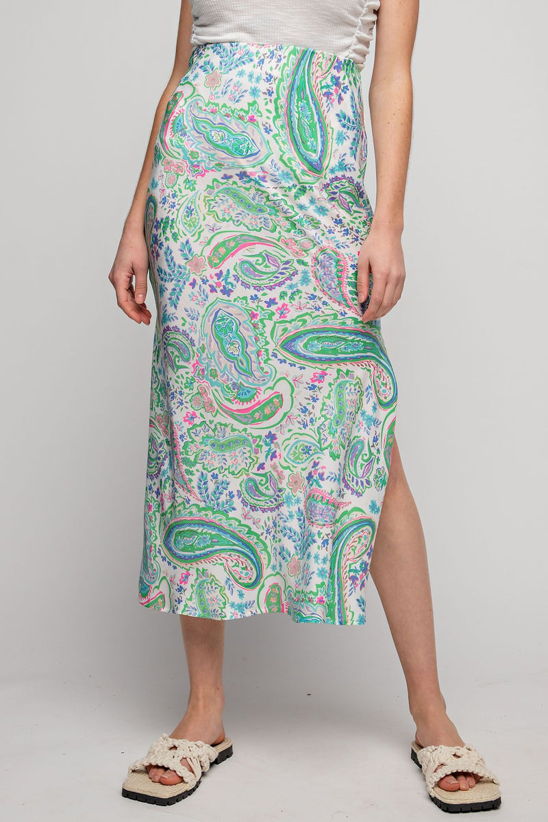 Paisley Print Midi Skirt