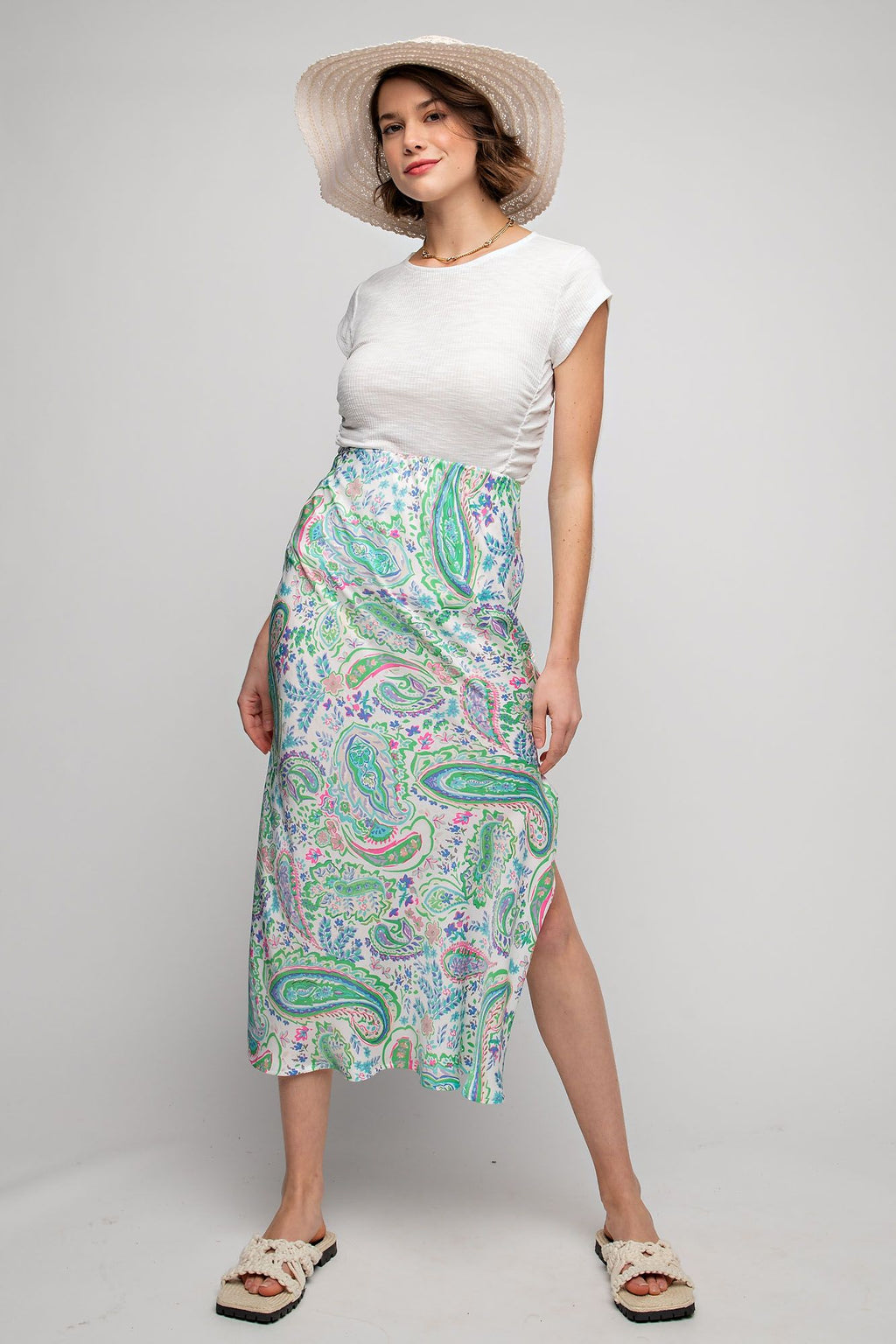 Paisley Print Midi Skirt