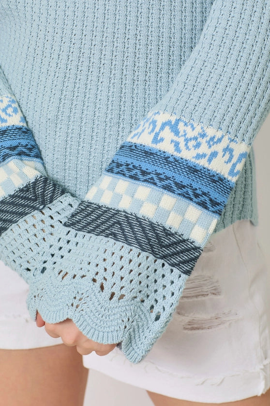 Powder Blue Henley Sweater